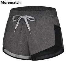 Morematch, женские спортивные шорты, большой размер, быстросохнущие сетчатые шорты, двойной слой, анти-светильник, свободные шорты для фитнеса, йоги, размер S-L