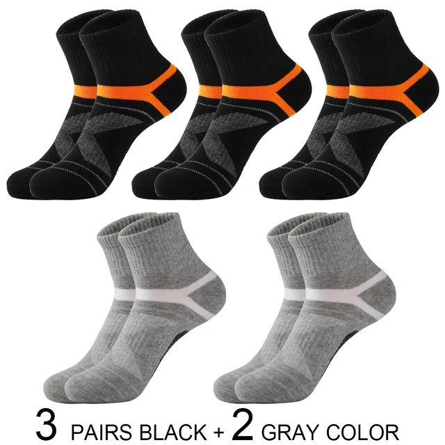 High Quality 5 Pairs Lot Men's Cotton Socks Black Sports Socks Casual Run Summer Socks Men Breathable Male Sock Sokken Size38-43 3 black 2 gray
