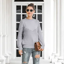 New Thick Knitting Sweater Women Casual Long Sleeve O Neck Pullover Autumn Winter Beading Sweater Ladies Jumper 2020 Pull Femme