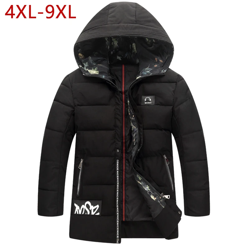 4XL-9XL длинная Парка мужская зимняя Костюмы 2017 теплый мужской толстые пальто с капюшоном зимние холодной хлопка стеганая куртка Весте Homme