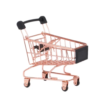 

2PCS Mini Shopping Cart for Office Dresser Table Makeup Organizer Supermarket Trolley