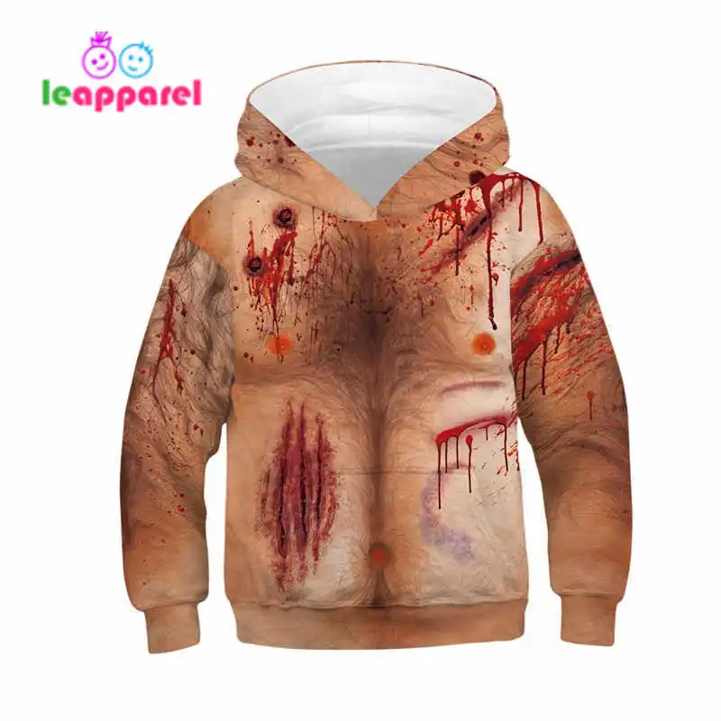 TN00152 Autumn Winter Long Sleeve Girls Boys Hoodies Funny 3D Dlicious Beef Hamburger Print Pullover Halloween Sweatshirt Kids Hoodies - Цвет: TN00152