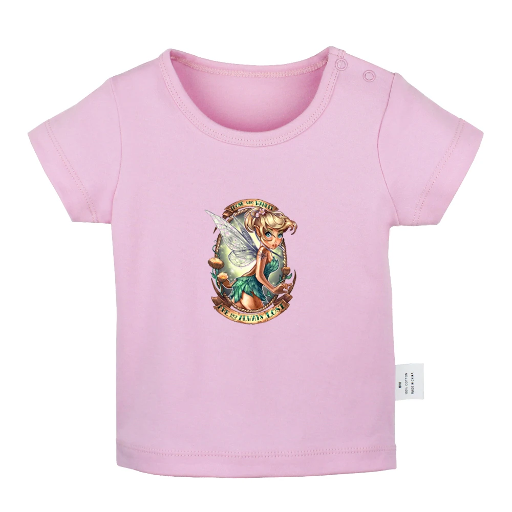 Милые дизайнерские футболки для новорожденных мальчиков и девочек с изображением Динь-Динь и роз; футболки с короткими рукавами с графическим принтом для малышей - Цвет: JcBabyYP184D