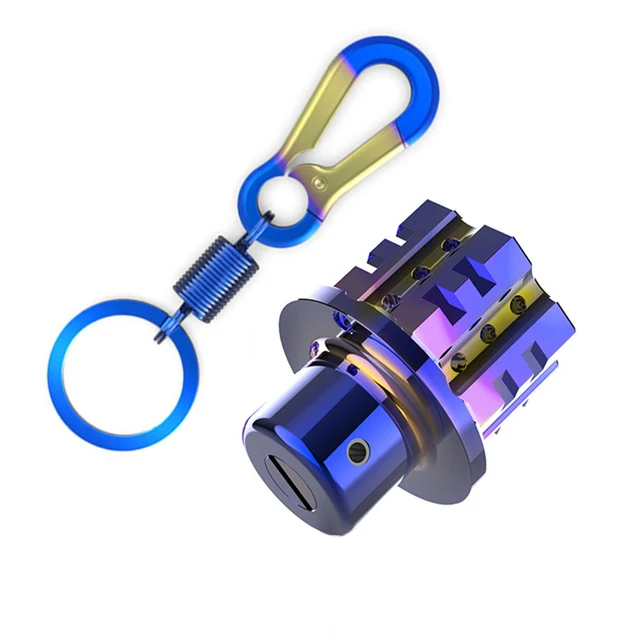 Universal Motorcycle Keychain Modified Key Cover CNC Key Bit Pentagonal Hexagon Key Head Cover Decorative Key Ring Car Accessory Titanium set 3