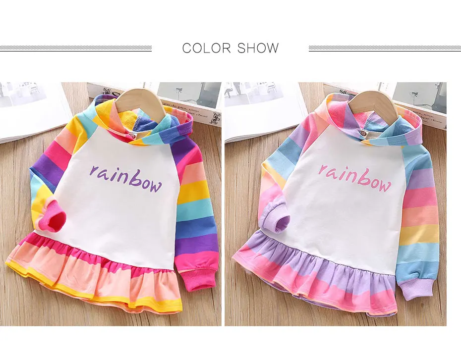 Girls Dress Rainbow Striped Girls Party Patchwork Dress 2-6 Years