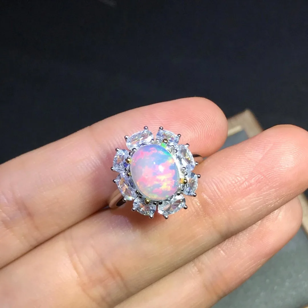 New Opal Ring Women's 925 Silver High-end Luxury Style Rare Black Opal Has A Status Symbol New Opal Ring Women's 925 Silver High-end Luxury Style Rare Black Opal Has A Status Symbol
