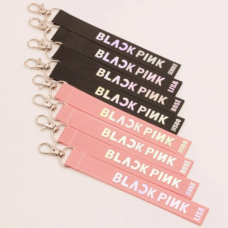 

KPOP Blackpink Key Chain Strap JENNIE Laser ROSE Cellphone Strap LISA JISOO Accessories Letters Mobile Phone Straps