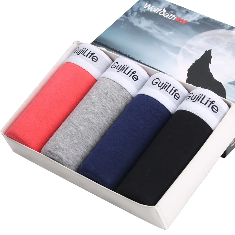 Red Gray Navy Black Горячая Распродажа, мужское летнее хлопковое нижнее белье, средняя посадка, сексуальные эластичные мужские трусы высокого качества, тонкие Молодежные спортивные дышащие трусы-боксеры - Цвет: Red Gray Navy Black