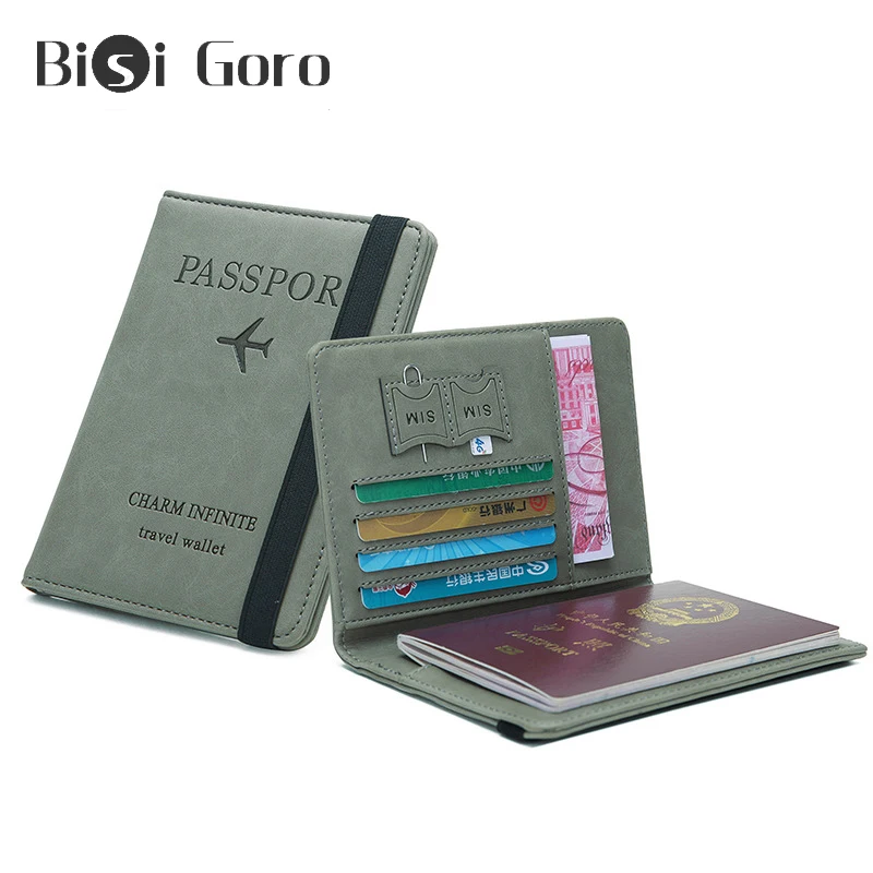 

BISI GORORFID Passport Holder Book Passport Cover Women's Wallet Thin Multifunctional Card ID Case 2020 New Leather Travel Bag