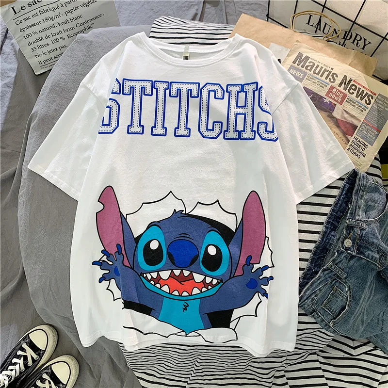 GCAROL 2020 Spring Summer Women Cartoon T-shirt Oversized Graphic Stripes Graffiti Long Tees Multi-design harajuku Tops