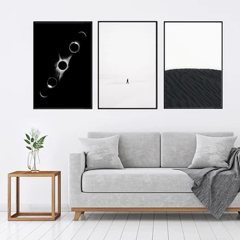 

Nordic Black and White Canvas Paintings Desert Planet Mountain Wall Art Poster Minimalist Modern Picture for Living Room Decor