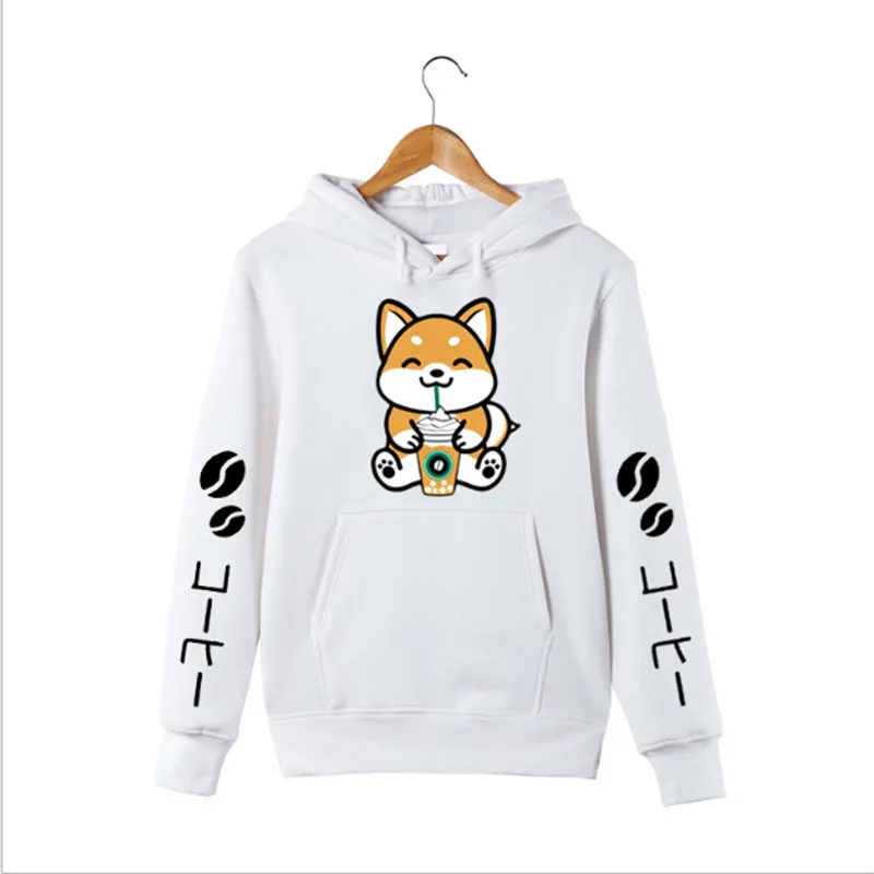 Кофе Frappe Шиба ину худи Толстовка с капюшоном Harajuku Kawaii худи Толстовка с капюшоном