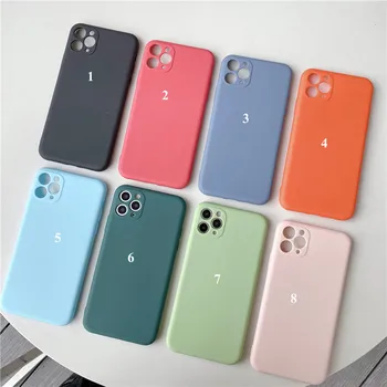 

Silicone Solid Candy Color Case for iPhone 11 7 6 6S 8 Plus Soft Cover candy Phone Cases for iPhone XS 11 Pro MAX XR X XS Max