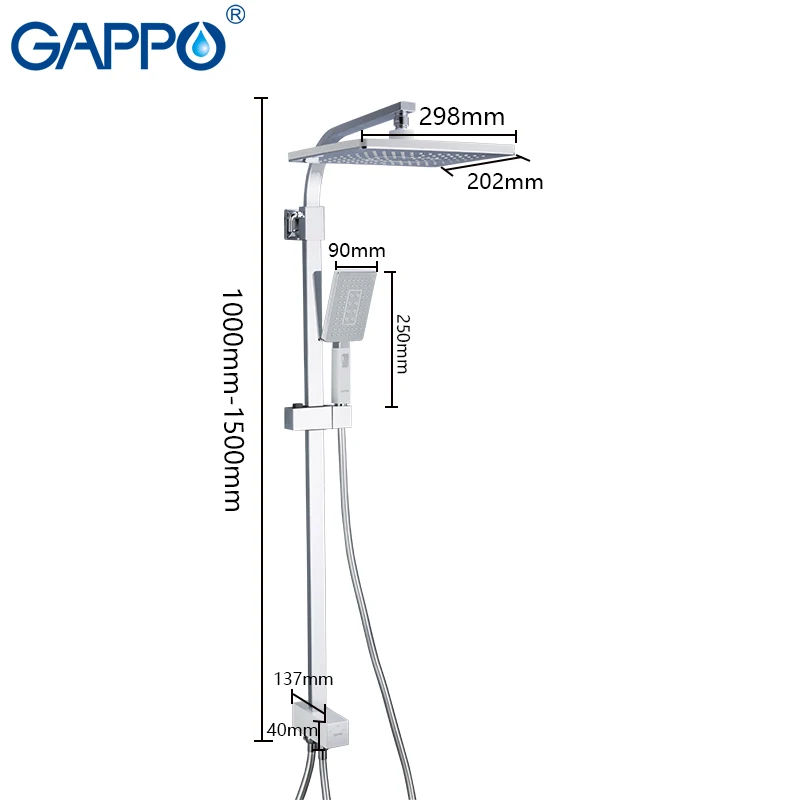 GAPPO смесители для душа душевая панель водопад смеситель для душа кран для ванной кран для воды тропический ливень хромированная G2408-8