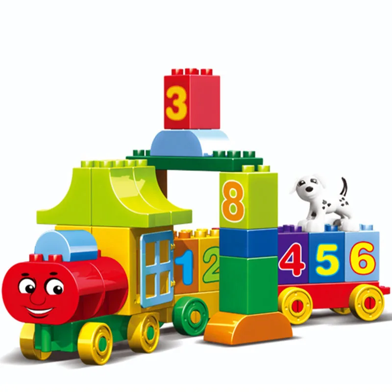 50 шт. большие частицы цифры поезд строительные блоки игрушка для детей развивающие игрушки совместимы с