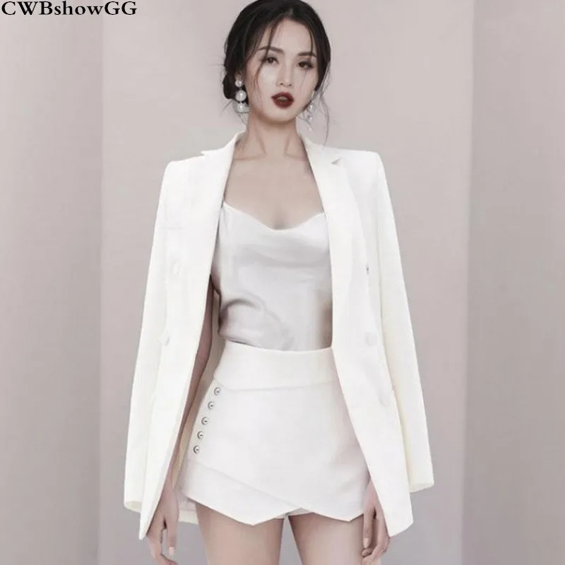 Professional Fashion Small Fragrance 3 Piece Outfits 2019 Autumn And Winter New Suit Jacket + High Waist Short Pant Set |