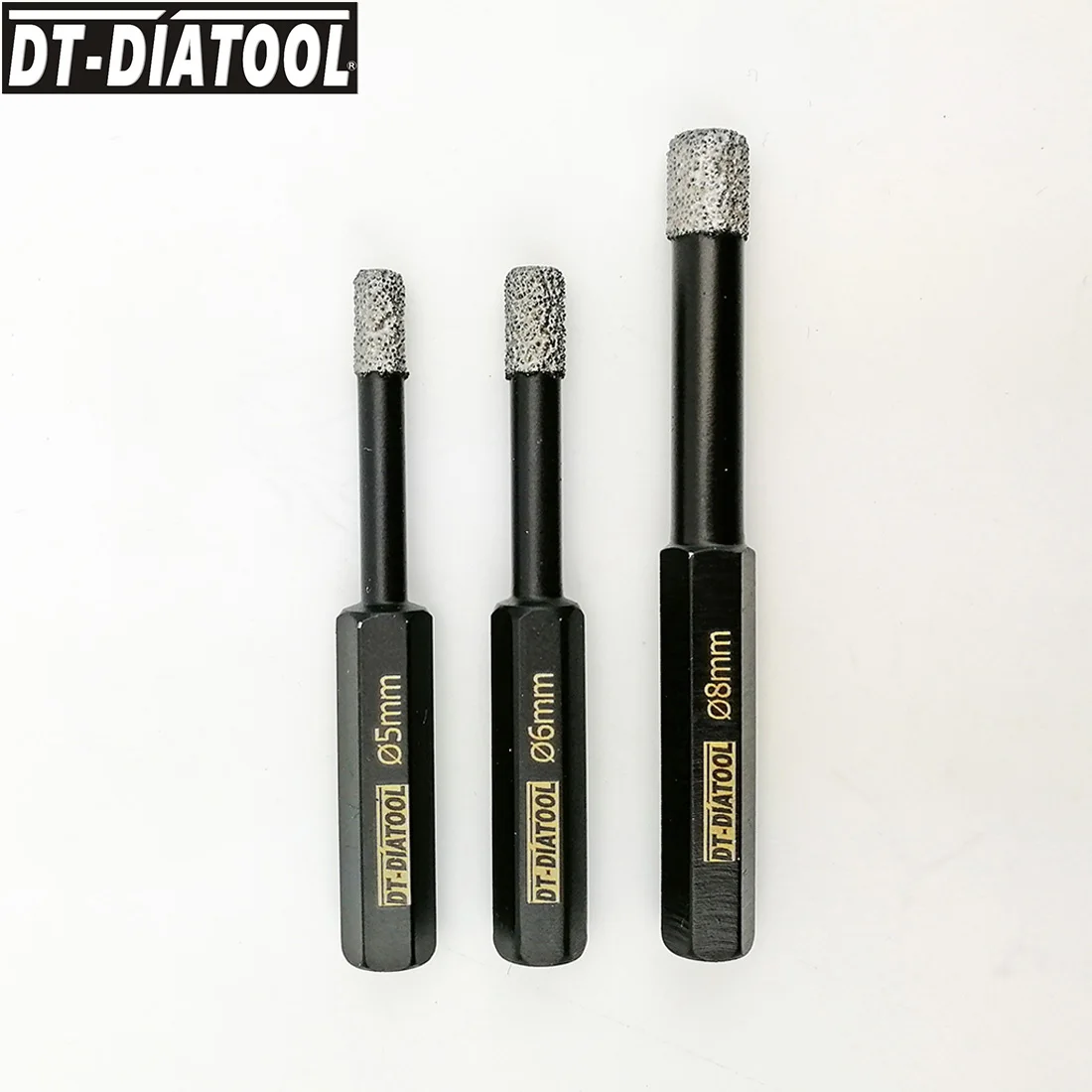 DT-DIATOOL 3pcs/pk Dry Vacuum Brazed Diamond Drill Core Bits Drilling Hole Saw With Hex Shank For Granite Marble Tile Ceramic