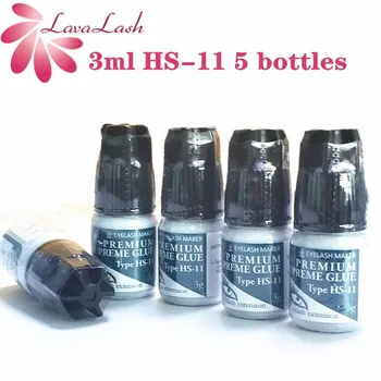 

3ml 5 bottles Elite HS-11 Eyelash Extensions Glue Fast Dry Long Time Strong Glue dry time 1-2S 7-8 weeks Fake lashes glue tools