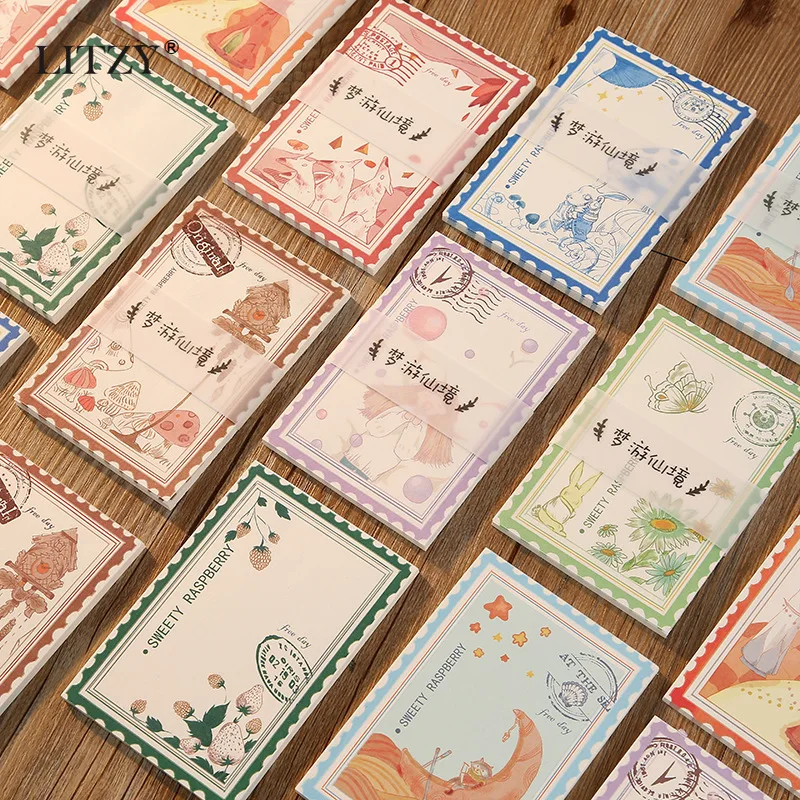 

LITZY 50pcs Retro Memo Pad Korea Memo Sheets Kawaii Creative Cute Message Notepad Decoration DIY Sticky Note Stationery Supplies