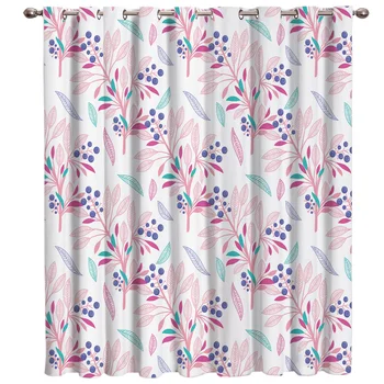 

Pink Plant Pattern Window Treatments Curtains Valance Room Curtains Large Window Curtain Lights Bathroom Blackout Bedroom