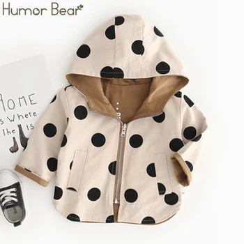

Humor Bear 2019 Jacket &Coat Fall Hooded Boys Windbreaker Jacket Polka Dot Two Sides Wear Toddler Kids Autumn Outerwear Clothes