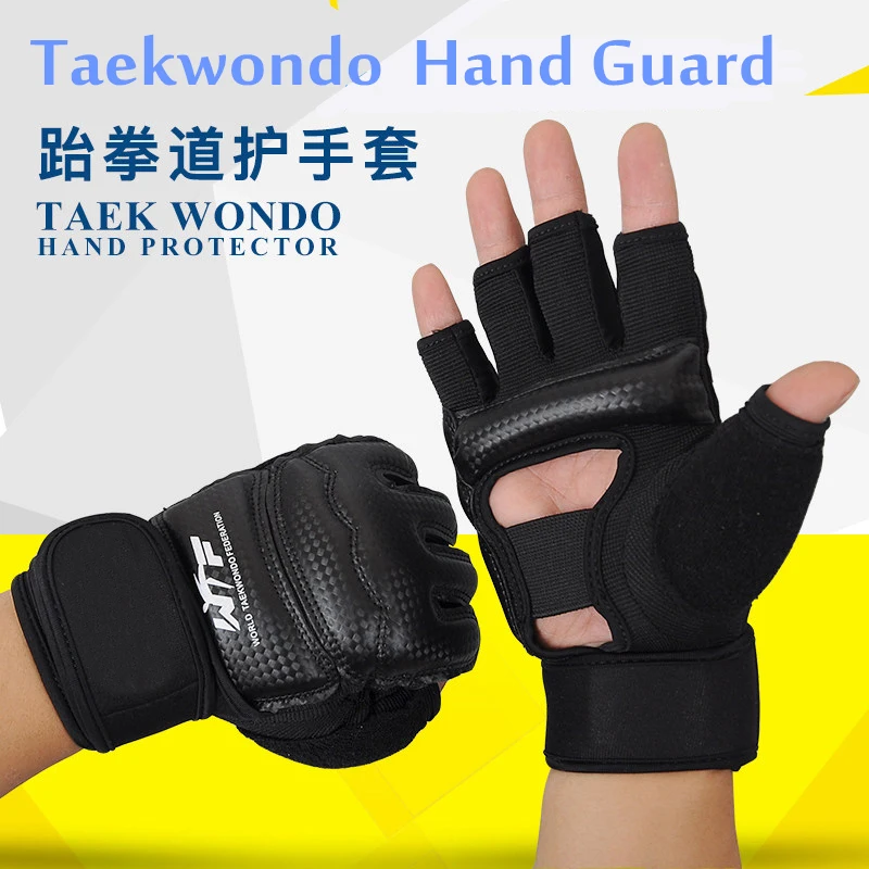 Boxing Gloves Kids Children Karate Leather Half Finger Taekwondo Protector Glove 
