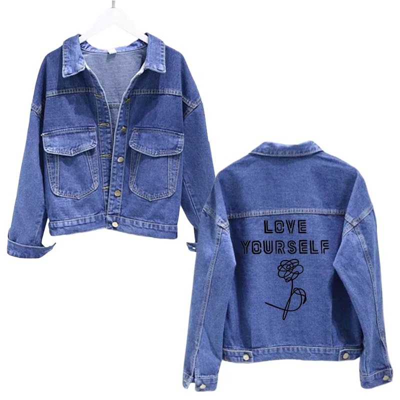 

love yourself jacket Women's jacket harajuku kpop bangtan Aesthetic Jimin Jin RM Jungkook Jhope Suga V