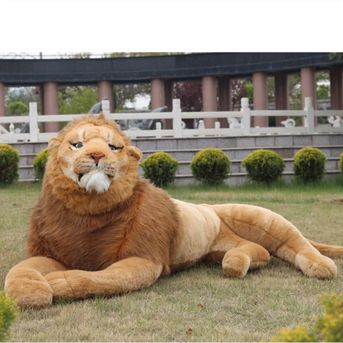 [Top] Simulation 220cm Large Domineering Animal Amazing Realistic Lion Plush Toy Collection Photography props Home decoration