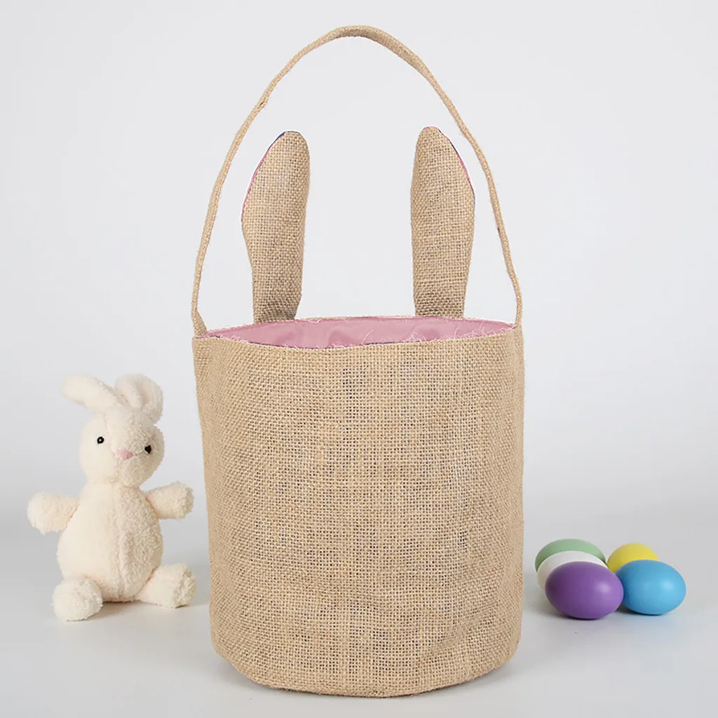 Пасхальная корзина праздничный кролик Печатный холст подарок переносить яйца сладкий подарок в сумочке коробки и сумки для хранения дома