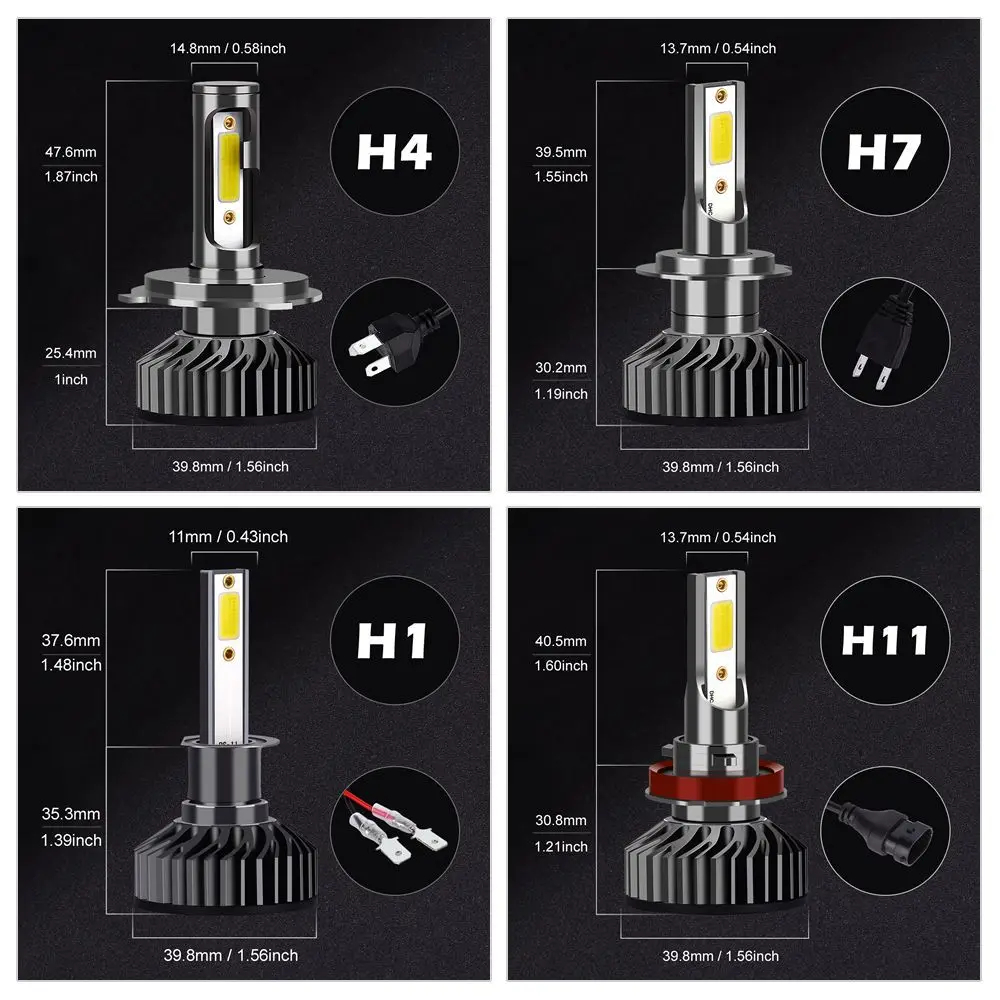 Osram H1 H4 H7 Led Bulbs 6000k Csp H9 H8 H11 Fog Lights Hb3 Hb4 9005 9006  9012 Hir2 Auto Lamps Car Headlight Mini Turbo Led 12v