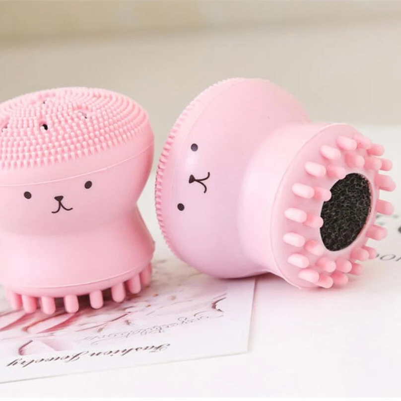 Cute Octopus Shape Silicone Face Cleaning Brush Deep Pore Cleaning Exfoliator Facial Washing Brush Skin Care tool Non- toxic
