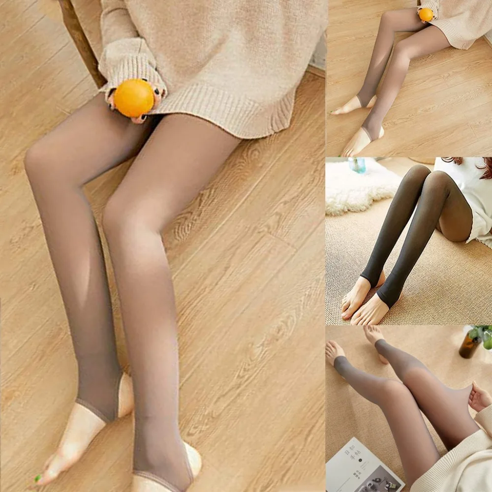 Ropa mujer, подделка ног, полупрозрачные чулки, теплые флисовые Колготки, утолщенные, высокая эластичность, тонкие, тянущиеся, зимние уличные колготки A40