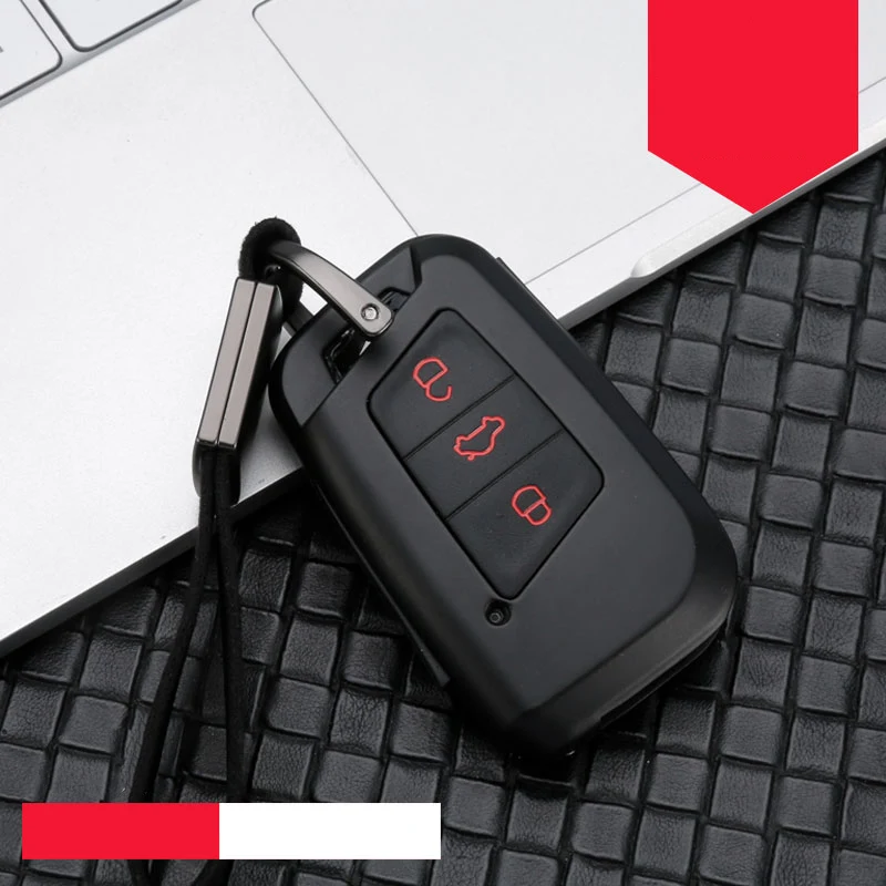Чехол для ключей автомобиля из сплава силикагеля для VW Bora POLO GOLF7 Tiguan MK2 7 Passat B8 CC Seat Ibiza Leon FR2 Altea Aztec для Skoda Octavia - Название цвета: C-black red