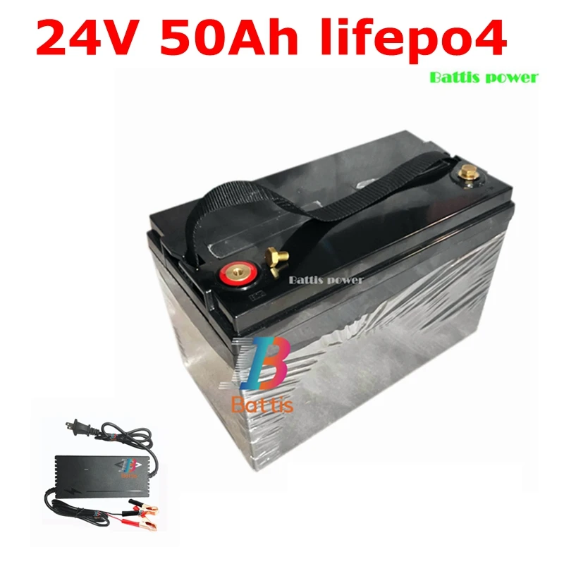 Водонепроницаемый 24V 50Ah LifePo4 акумуляторная батарея для 1500 Вт RV инвертор Робот для игры в гольф кресло-коляска ксеноновая лампа Солнечная лодка+ 5A зарядное устройство