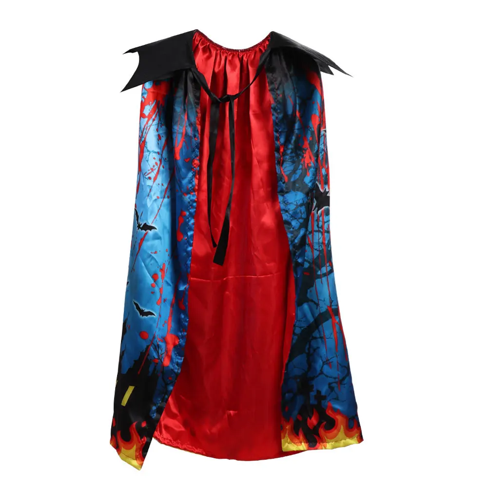 

Cosplay School Party Festival Robe Double Layer Hood Home Halloween Game Costume Printing Kid Cloak Fairy