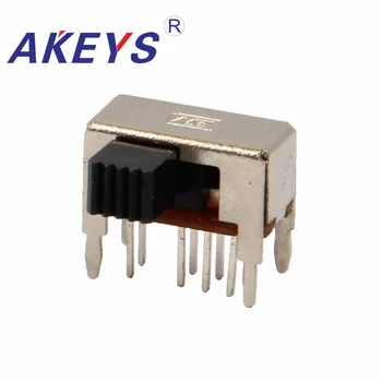 

10PCS SK-23D04 2P3T Double pole three throw handle heights 9mm slide switch side insert 8 pin with 4 fixed pin