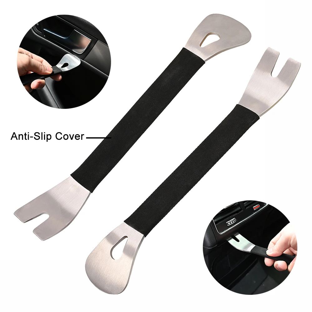 EHDIS Car Trim Removal Tools Interior Dashbord Opening Anti-Slip Metal Spudger Screwdriver Auto Door Panel Disassembly Pick Pry