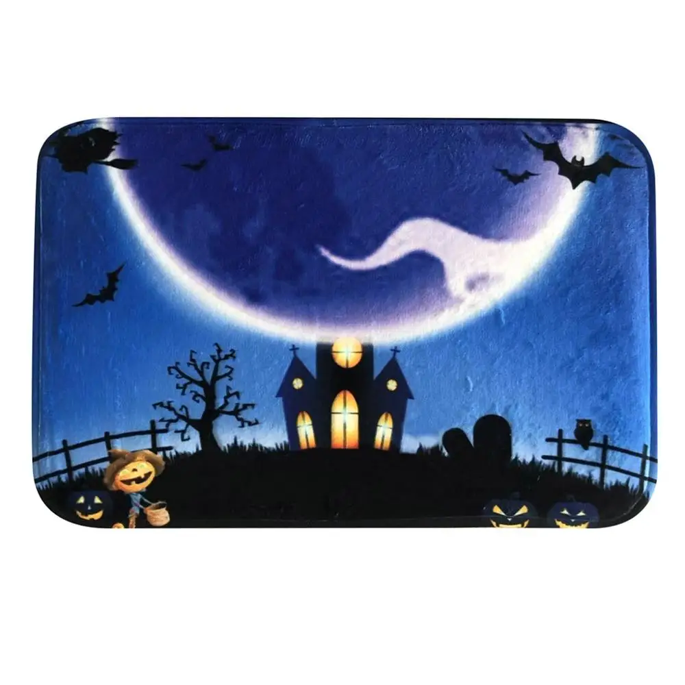 Floor Carpets Creative Halloween Pumpkin Print Bathroom Kitchen Entrance Rugs Anti Slip Home Decoration Mats 40 X 60cm#2F