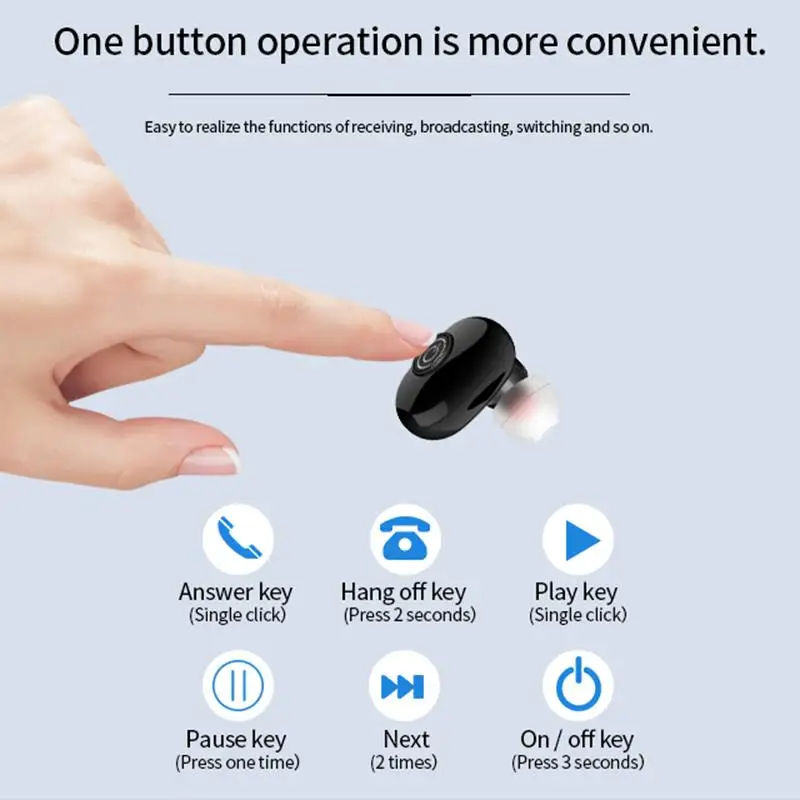 TWS Single Ear Wireless Bluetooth Headset With Charging Compartment In ear Earplugs Single sided Hands free Wireless Headset