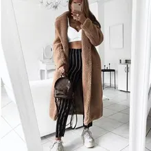 Женское пальто с искусственным мехом, осенне-зимнее пальто для женщин, повседневные однотонные длинные женские винтажные куртки, плюшевое пальто, Chaqueta Mujer