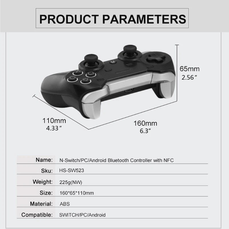 

Suitable For Switch Bluetooth Wireless Game Controller With NFC Somatosensory 54DB