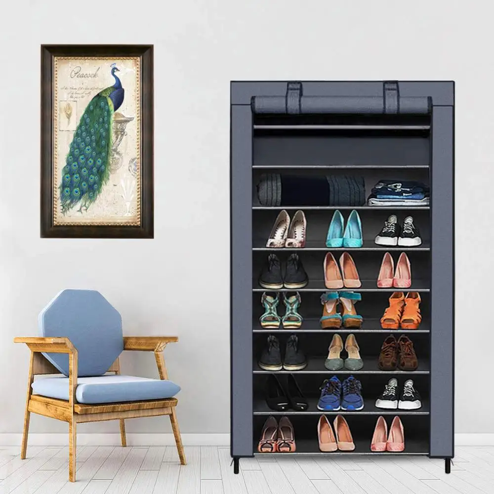 

Shoe Rack Cabinet Canvas Shoe Storage Shelf Shoe Storage Organiser Dustproof Cover DIY Home Furniture