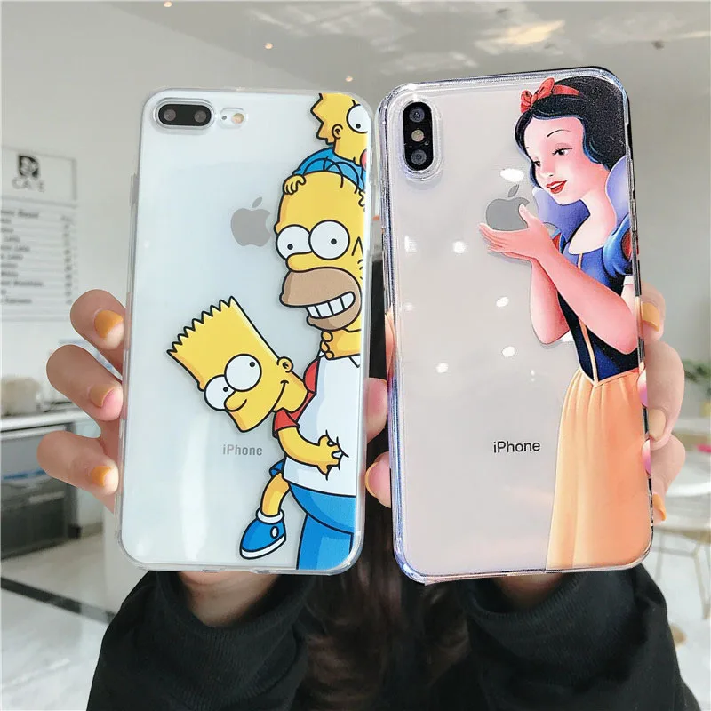 

Homer Simpsons Snow White Emoji Toy Story Clear Back Soft Cover For iPhone 11 Pro Max Case