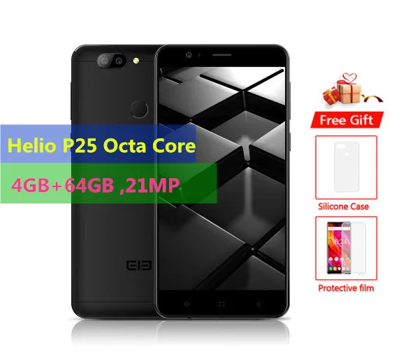 ELEPHONE P8 mini 4G мобильный телефон 4 Гб+ 64 Гб MTK6750T Восьмиядерный Android 7,0 16,0 Мп отпечаток пальца ID 5," 4G мобильный телефон - Цвет: Черный