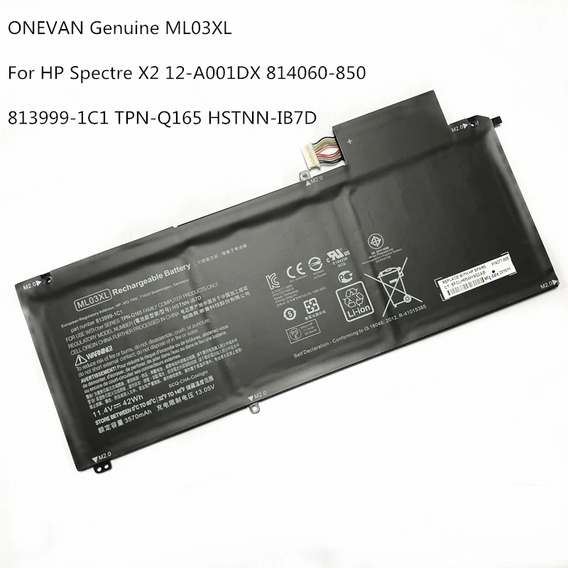 

ONEVAN Genuine New ML03XL Laptop Battery for HP Spectre X2 12-A000 12-A001DX HSTNN-IB7D 814277-005 813999-1C1 ML03XL Original