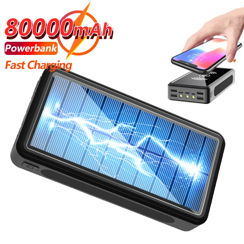 wireless power bank for iphone 80000mAh QI Solar Wireless Fast Charger Power Bank Outdoor Portable Power Bank External Battery for Xiaomi Mi Samsung IPhone portable usb charger