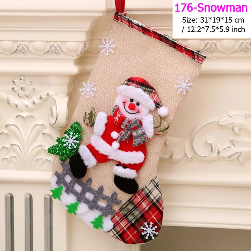 176-Snowman Подвеска в виде Санта-Клауса, снеговика, рождественские украшения, новогодние носки, рождественские украшения для дома, Рождественские елочные украшения, Navidad - Цвет: 176-Snowman