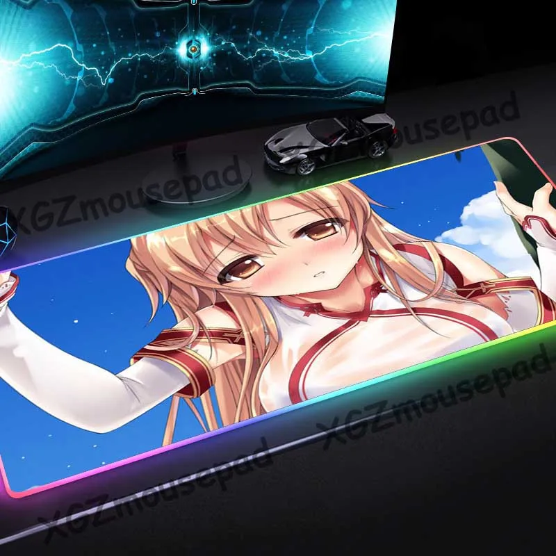 Большой коврик для мыши XGZ RGB с замком и краями аниме меч искусство онлайн летние