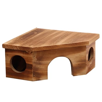 

Natural Wood Small Animal Pet Hamster House Bed Summer Cool Guinea Pig Chinchilla House Cage Nest Hamster Chew Toy Accessory