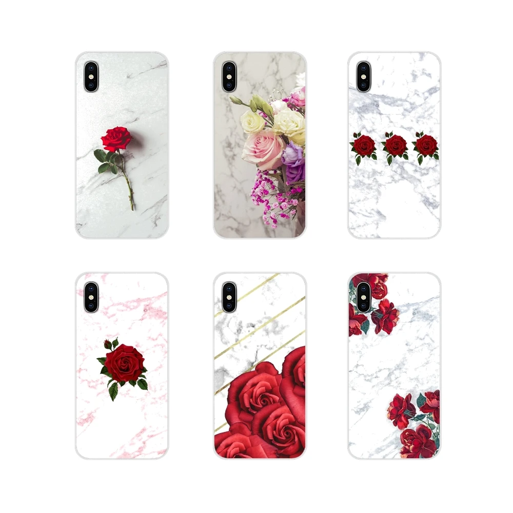 Transparent TPU Cases Cover For Apple iPhone X XR XS MAX 4 4S 5 5S 5C SE 6 6S 7 8 Plus ipod touch Red Rose Power Girl Marble | Мобильные